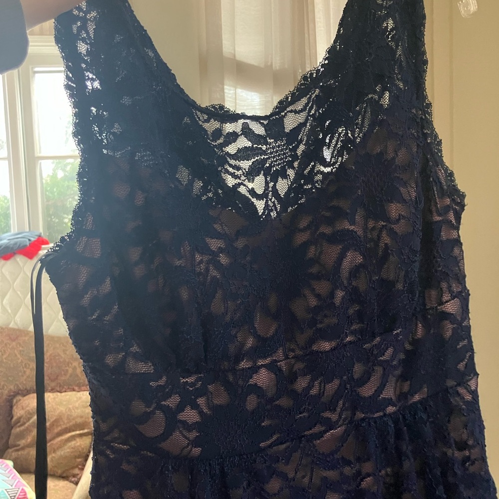 Elegant Lace Dress in Navy Blue